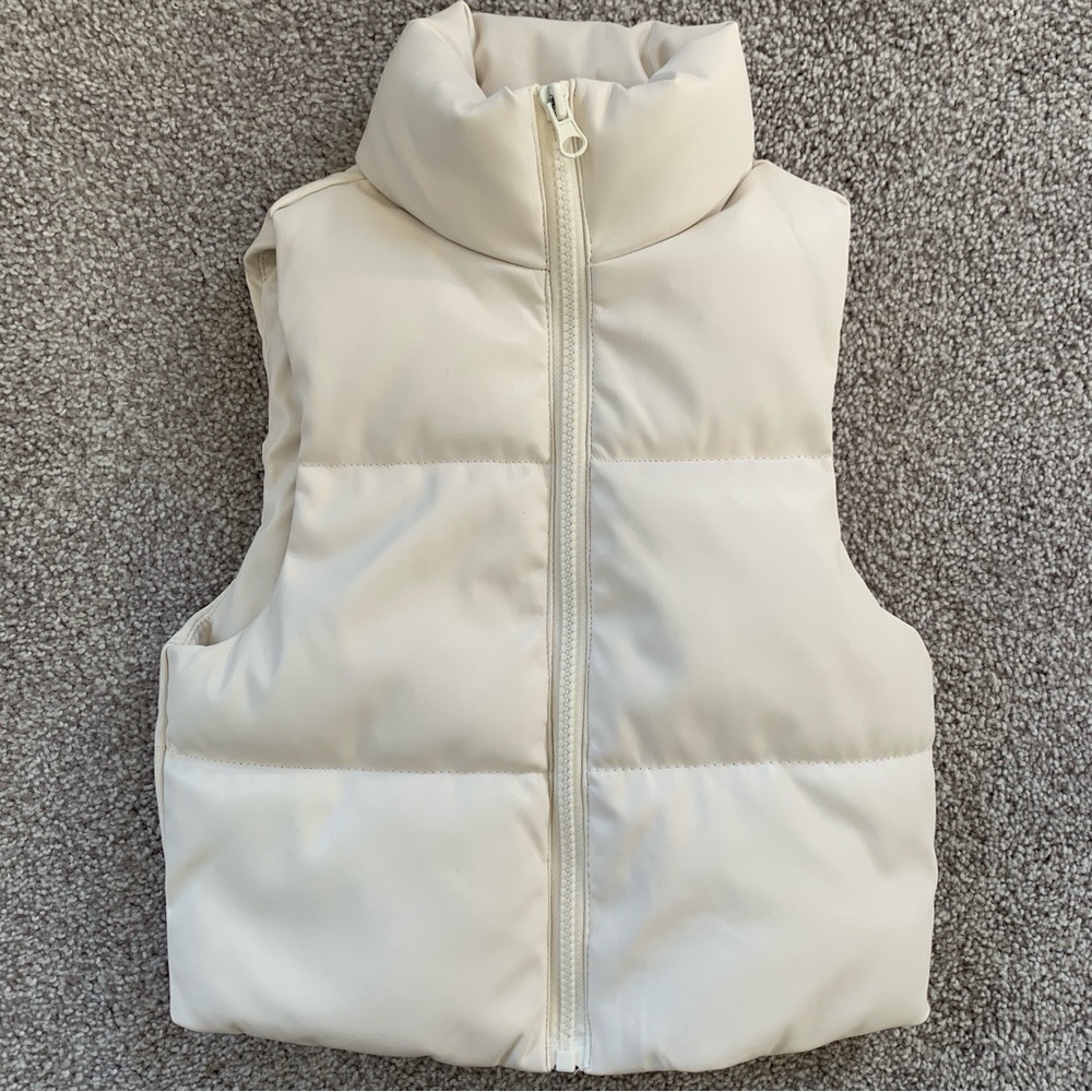 Willow and Root Kids Pleather Puffer Vest Small White